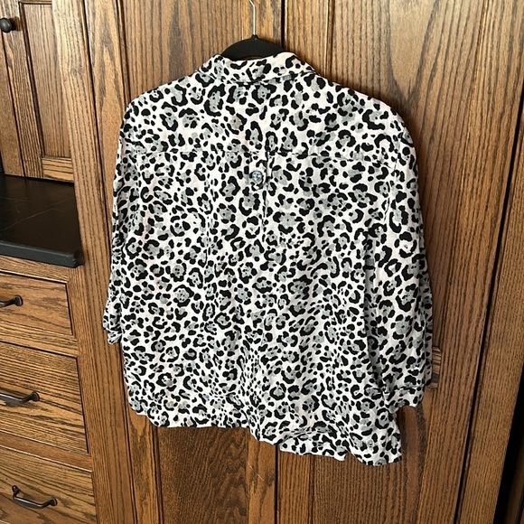 Jones New York Linen Animal Print Button‎ Up petite large PL - Picture 4 of 6
